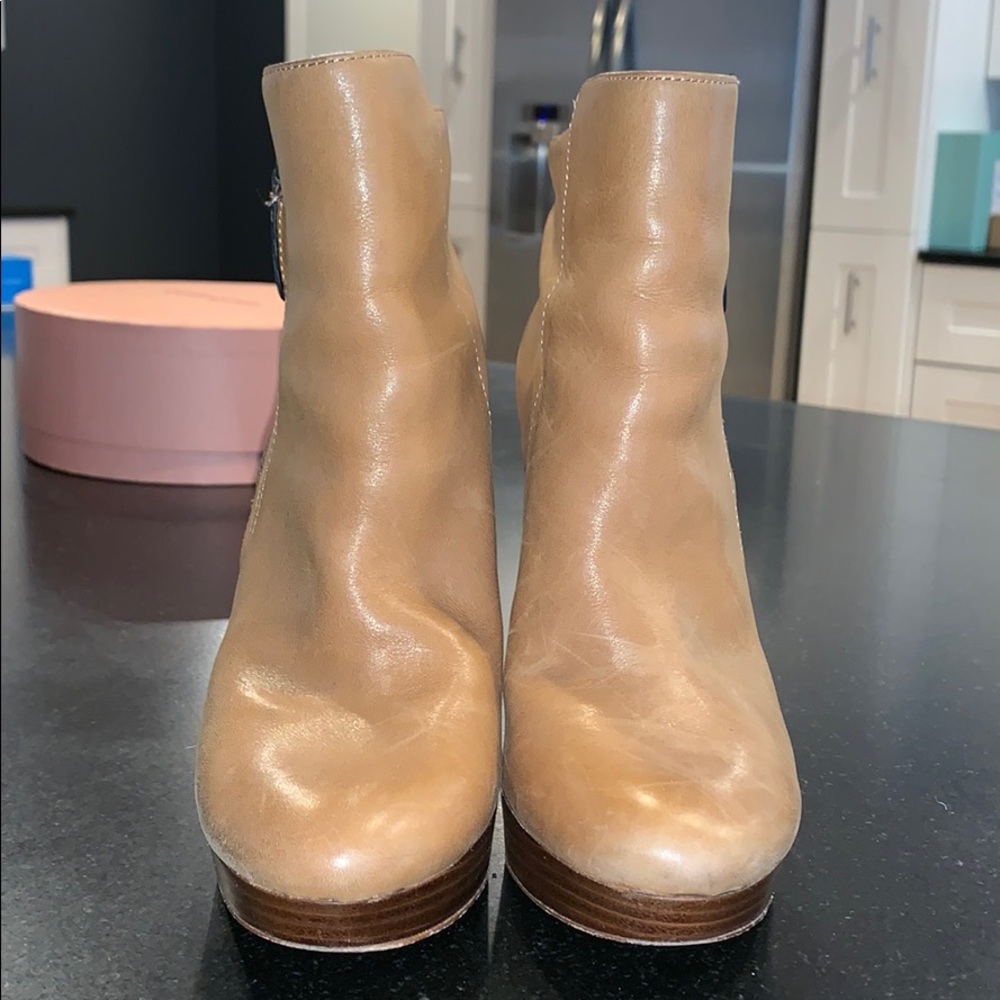 Coach Chryssa tan platform 6" booties - size 7
